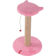 Larskas Gri Peluş Kaplı Kedi Yüzlü Tırmalama Tahtası, Oyuncaklı