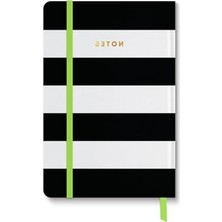 Larskas Casebound Journal, Ciltli, Siyah-Beyaz Çizgili, 5.5" x 8.25", Parlak Renkli Sayfalar, 128 Çizgili Yaprak (92053)