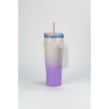 Larskas Pembe Pipetli Termos Bardak, 1000ML Kapasite, Pratik