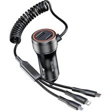 Larskas 60W Araç Içi Şarj Aleti, 5 Port Spiral Kablolu, Uyumlu Çeşitler
