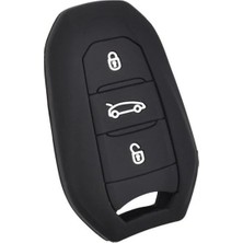 Larskas Autohan Keys Citroen C4 C5 C3 Aircross Için Silikon Anahtar Kılıfı, Siyah, 3 Düğmeli, Anahtarsız Çalıştırma Uyumlu, Koruyucu Kılıf