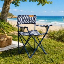 Simple Living Living Zebra Desen Kamp Sandalyesi - Lacivert - 50X50X78 cm