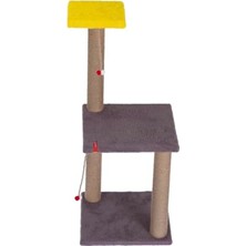 Larskas Pugalo 82 cm Krem Iki Katlı Kedi Tırmalama Tahtası Catnipli Tırmalama Tahtası (Antrasit)