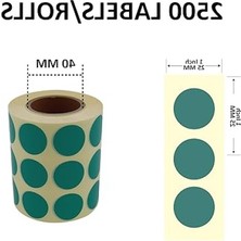 Larskas 25MM Yuvarlak Renk Kodu Etiketler - 2500 Adet, Yeşil