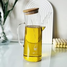 Larskas Bambu Kapaklı Borosilikat Cam Yağlık & Sirkelik | 1 Litre Kapasite