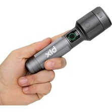 Larskas Bix Flashlight BX2101FL 30W Led, Max. 1450 Lümen Parlaklık ve 690 Metreye Ka Uzun Menzilli Şarj Edilebilir, LED Güç Göstergeli Çok Modlu Acil Durum ve Kamp Kompakt El Feneri