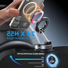 Larskas 360 Derece Dönebilen Magnetik Telefon Tutucu ve Vakumlu Araç Aksesuarı