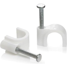 Karahanbey Çelik Çivili Kablo Kroşesi, 4 Mm, Beyaz, Plastik ve Çelik, No:1, Çivi ile Montaj