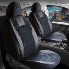 Bar Oto Tuning Audi A6 Serisi Lüks Deri Kenarlı Oto Koltuk Kılıfı 5li Set Chesters Siyah Beyaz
