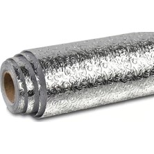 Karahanbey Rulo Gümüş Alüminyum Folyo Duvar Kağıdı, 2 mt x 60 cm Kendinden Yapışkanlı Raf Içi, Su Geçirmez Fol
