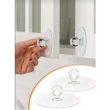 Karahanbey Yapışkanlı Kristal Kulp Askı Dolap, Ayna, Kapak Çekme Kulbu Topuz