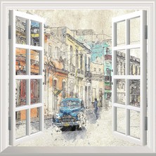 Karahanbey Pencere Poster Duvar Kağıdı Küba Yapışkanlı Sticker