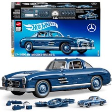 Larskas Mattel Mega Hot Wheels Koleksiyona Uygun Yarış Arabası Yapı Oyuncağı, 1500 Parçalı, Metal, 1:12 Ölçekli, Gri Renkli Mercedes-Benz 300 Sl Modeli, HWW25