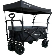 Larskas Plus Katlanabilir Vagon | Uv Engelleyici Gölgelik Tente | Büyük Tekerlekli Plaj ve Kamp Arabası | Çocuk ve Yük Taşıma Arabası | Bahçe, Seyahat Için Katlanabilir Hafif Alışveriş Arabası