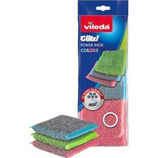 Larskas Vileda Glitzi 3 Lü Power Inox Colors Çelik Bulaşık Süngeri