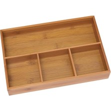 Larskas 824 Düzenleyici Tepsi Bambu Ağacından, 4 Bölmeli, 29,5 x 20,3 x 4,5 cm