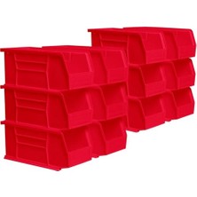 Larskas - 30230RED 30230 Akrobins Asmak Için Plastik Saklama Kabı, Istiflenebilir Kap, 27,9 x 12,7 Cm, Kırmızı, 12 Adet
