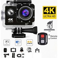 Empressco 4K Wifi Aksiyon Kamerası 170° Geniş Açı Spor Kamera + Kask Aksesuar Seti