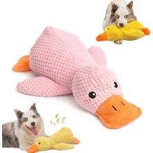 Larskas Köpek Oyuncağı Sesli Peluş Ördek 45 cm – Dayanıklı Isırma ve Çekiştirme Oyuncağı, Diş Temizleyici Dokulu Yumuşak Köpek Oyuncağı, Büyük Irk Köpekler Için Eğitici Oyuncak – Pembe