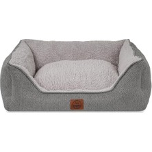 Larskas Jungolica Zeus Kedi ve Köpek Yatağı 40 x 55 x 18 Gri - Çift Taraflı Minderli, Yıkanabilir, Kaydırmaz Taban, Yumuşak Sherpa, Dayanıklı Dokuma Kedi ve Köpek Yatak