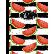 Karahanbey Notes: Watermelon Pattern On Black And White Stripes 8.5" x 11" 110 Page College Ruled Notebook