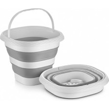 Larskas Orret Home 12.8 Litre Katlanabilir Kova – Akordiyon Tasarımlı Katlanır Temizlik ve Araç Yıkama Kovası, Gri Renk, Bebek Yıkama ve Ev Içi Kullanıma Uygun Portatif Kova (Kare 10 Litre)