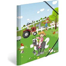 Larskas 19832 Klasör A3 Anaokulu Çiftliği, Çocuk Köşesi Lastikli Dosya, Kartondan, Iç Baskı ve Lastikli, Erkek ve Kız Çocukları Için Sağlam Kapaklı Klasör