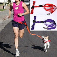 Larskas Bundera Köpek Tasması Eller Serbest Kedi Köpek Gezdirme Bel Tasması Kayışı Ipi Ayarlanabilir Tasma (Mor)