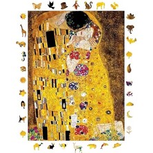 Larskas Ahşap Puzzle Yetişkin - Gustav Klimt Öpücük - 450 Parça, 29 x 39 cm - Yapıştırıcı Folyo Dahil - Benzersiz Şekilli Parçalar & Özel Figürler - R1-09