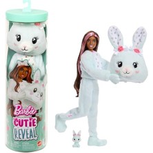 Larskas Barbie Cutie Reveal Bebek ve Aksesuarları, Yumuşak Dostlar Serisi Tavşancık, Renk Değişimi ve Mini Evcil Hayvan Dahil 10 Sürpriz, JJP65