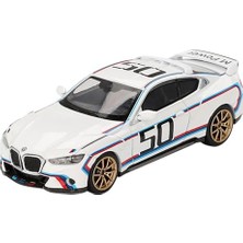 Larskas 3.0 Csl # 50 Beyaz Mavi ve Kırmızı Çizgili ve Altın Tekerlekler Limited Edition 1/64 Diecast Model Araba MGT00863