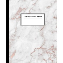 Karahanbey Composition Notebook: Smokey White Marble And Rose Gold Detail - Notebook For Girls, Kids, School,