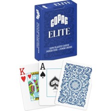Larskas ELITE%100 Plastik Oyun Kartları, Poker Boyu Jumbo Endeks Tek Deste, Mavi