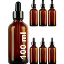 Larskas Afracam 100 ml Metal Kapaklı Damlalık Dropper Şişesi Serum 100 cc Cam Şişe 6 Adet (Siyah Kapak, Amber/kahverengi)