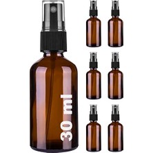 Larskas Afracam 30 ml Siyah Spreyli Amber Cam Şişe 30 cc Sızdırmaz Kapaklı Fısfıs Kahverengi Cam Şişe 6 Adet