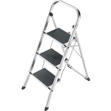 Karahanbey Hailo K70 Standardline Alüminyum Katlanır Merdiven, 3 Büyük Çelik Basamaklı, Kaymaz Matlı, 150 Kg'a