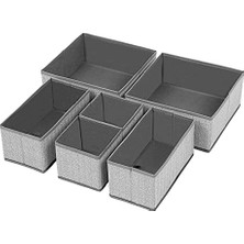 Larskas Songmıcs Iç Giyim Saklama Kutuları, 6'lı Set, Çekmece Düzenleyici, Kumaş Kutular, Saklama Sepetleri, Keten Görünümlü Keçe Kumaş, Çorap, Kravat, Şal Için Uygun, Gri