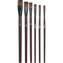 Larskas Fırça Seti-1, Yağlı Boya Fırçası, 6 Lı Set, Resim Fırçası, Akrilik Boya Fırçası, Yassı Fırça