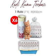 Larskas 6 Rulo Kedi Kumu Torbası, 85X50CM Boyutunda, 7' Li 6 Rulo