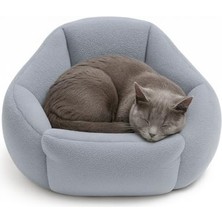 Larskas Kedi ve Köpek Yatağı Yumuşak Dokulu Yıkanabilir, Peluş, 45 cm (Gri)