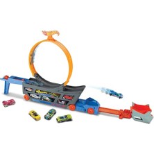 Larskas Hot Wheels Standlı Tır, 18 Araç Kapasiteli, Çemberli, Fırlatıcılı, GCK38