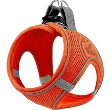 Larskas Air Mesh Kedi Köpek Göğüs Tasması Çift Reflektörlü, Terletmeyen Tasma (Neon Turuncu, 3xs)