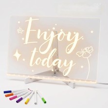 Larskas Shopexxtra LED Işıklı Şeffaf Çizim Tableti ve Yazı Tahtası - 30X20 Cm, Ayarlanabilir Standlı Akrilik Not Panosu, USB Güçlü Eğitici Çocuk Boyama Seti, 7 Renkli Kalem ve Temizleme Bezi Hediyeli
