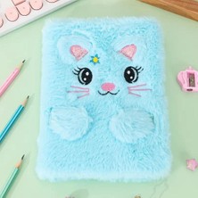 Çılgıntrend Peluş Çizgili Kedi Tasarımlı Defter