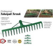 Larskas Feyza Yapı Takviyeli Tırmık Dişli Metal Bahçe Tırmığı Çim Toprak Taş Toplama Tırmığı (14 Diş)