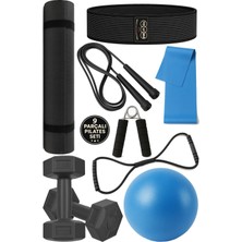 Empressco 9 Parça Pilates ve Fitness Seti, Minder, Dambıl, Top, Atlama Ipi, Lastikler