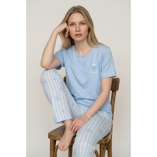 Morro Kadın Pembe Figürlü Pamuklu Kısa Kollu Pijama Takımı