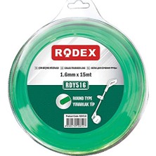 Larskas Rodex RDY516 Sina Motorlu Tırpan Yuvarlak Sina 1.6 mm 15 Metre Yeşil