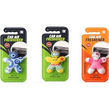 Larskas Maskot Şeklinde Araba Kokusu, Oto Parfüm, Green Citrus ve Strawberry Çeşitleri, 3'lü Set