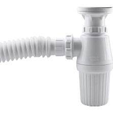 Larskas BADEM10 Sifon Körüklü Sökülebilir Tas'lı Temizlenebilir Mutfak Banyo Lavabo Taşı Gider Borusu Plastik 38 cm